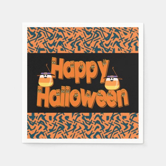 Happy Halloween Whimsical Text Napkins Serviette (Vorderseite)