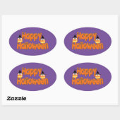 Happy Halloween Whimsical Text Oval Stickers (Blatt)