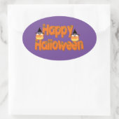 Happy Halloween Whimsical Text Oval Stickers (Tasche)