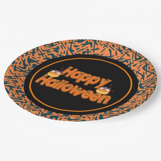 Happy Halloween Whimsical Text Paper Teller (Schrägansicht)