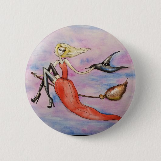 Happy Halloween Witch Button (Vorderseite)