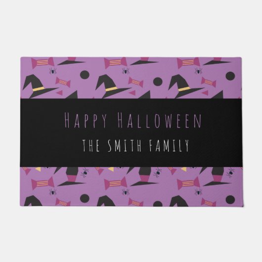 Happy Halloween Witch Candy Pattern Name Doormat Fußmatte (Vorderseite)