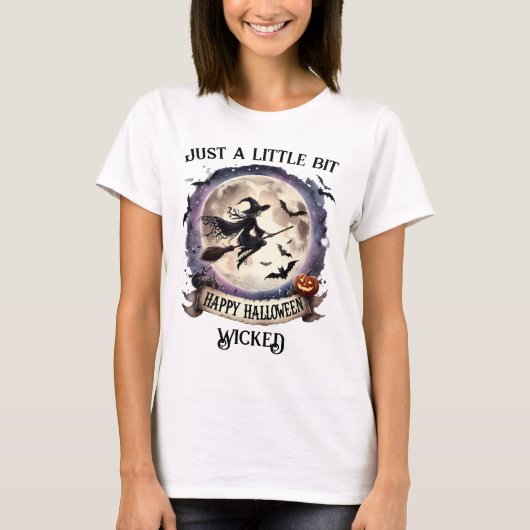 Happy Halloween Witch Flying Broom T-Shirt (Vorderseite)