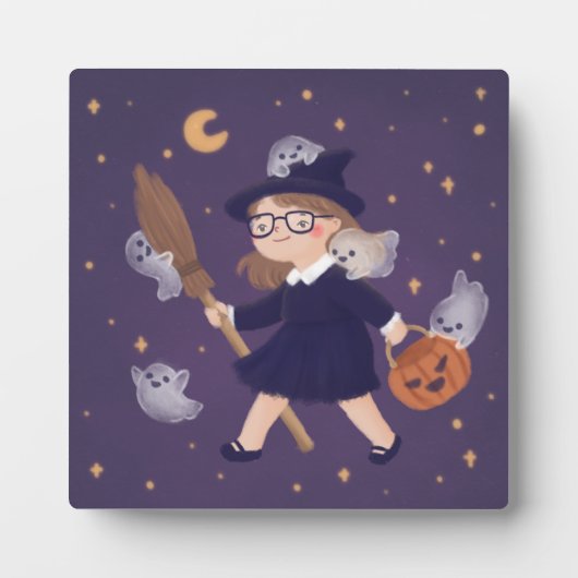 Happy Halloween Witch & Ghosts Fotoplatte (Vorderseite)