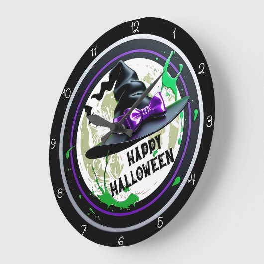Happy Halloween Witch Große Wanduhr (Winkel)