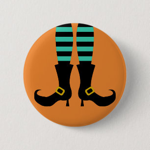 Happy Halloween Witch Leg Button