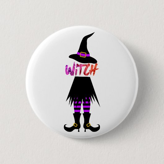 Happy Halloween Witch Leg Button (Vorderseite)
