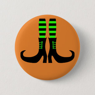Happy Halloween Witch Leg Button