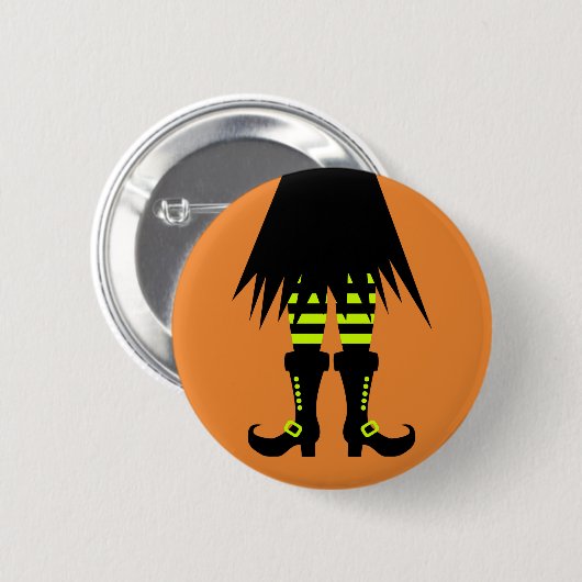 Happy Halloween Witch Leg Button (Vorne & Hinten)