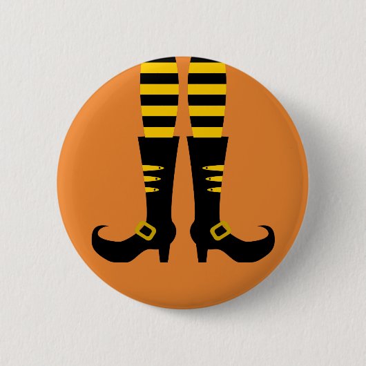 Happy Halloween Witch Leg Button (Vorderseite)