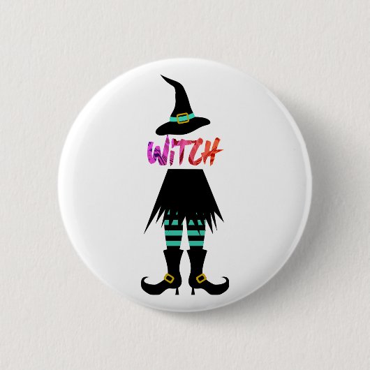 Happy Halloween Witch Leg Button (Vorderseite)