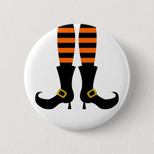 Happy Halloween Witch Leg Button