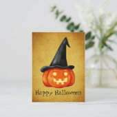 Happy Halloween Witch Pumpkin Postkarte (Stehend Vorderseite)