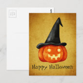 Happy Halloween Witch Pumpkin Postkarte (Vorne/Hinten)