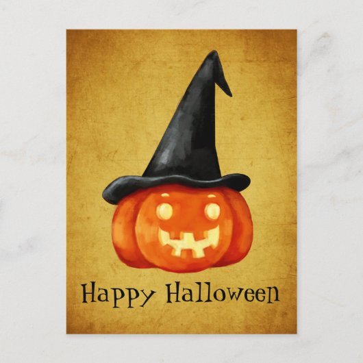 Happy Halloween Witch Pumpkin Postkarte (Vorderseite)