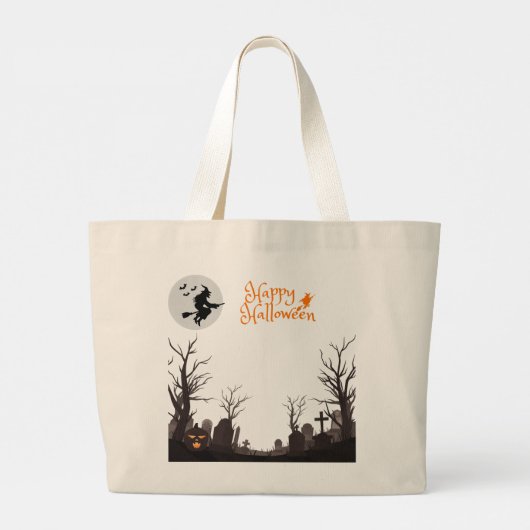 Happy Halloween Witch Silhouette Design Jumbo Stoffbeutel (Rückseite)