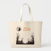 Happy Halloween Witch Silhouette Design Jumbo Stoffbeutel (Vorne)