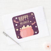 Happy Halloween Witches Pot Quadratischer Aufkleber (Umschlag)
