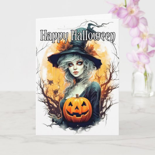 Happy Halloween | Witchy Bleibe Karte (Orchidee)