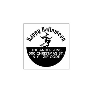 Happy halloween witzige Besen Rücksendeadresse Gummistempel
