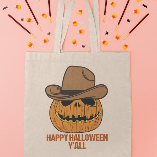 Happy Halloween Y'all Funny Cowboy Kürbislaterne Tragetasche
