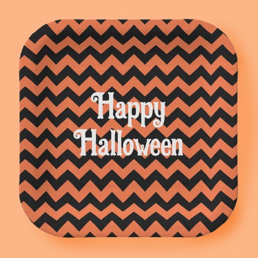 Happy Halloween Zickzack Stripe Kids Party Pappteller