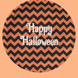 Happy Halloween Zickzack Stripe Kids Party Pappteller