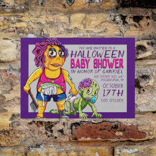 Happy Halloween   Zombie-Babydusche Postkarte