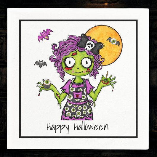 Happy Halloween Zombie Cocktail Serviette