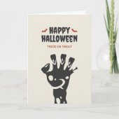 Happy Halloween Zombie Hand Trick oder Treat Karte (Vorderseite)