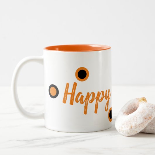 Happy Halloween Zweifarbige Tasse (Mit Donut)