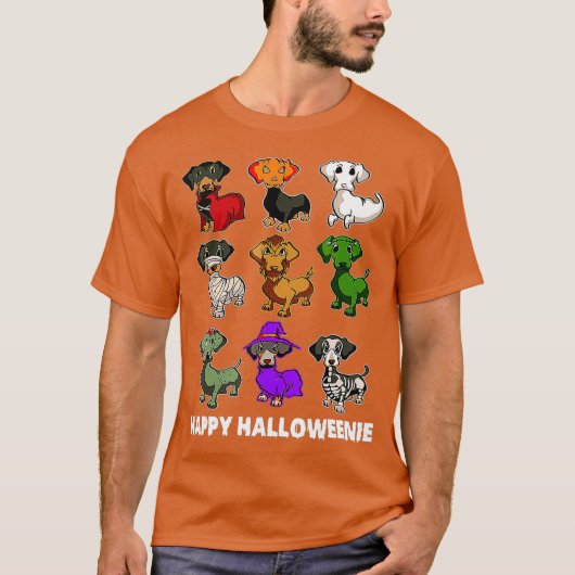 Happy Halloweenie Dachshund Dachshund Halloween T-Shirt (Vorderseite)