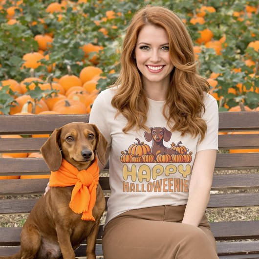 Happy Halloweenie Dackel Dog Pumpkin Patch T-Shirt