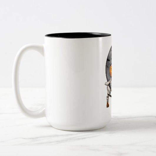 Happy Halloweenie Dackel Mummy Dog Zweifarbige Tasse (Links)