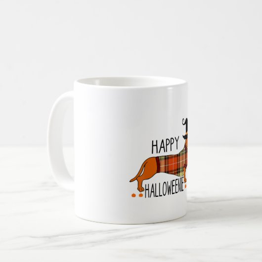 Happy Halloweenie Funny Dog Fall Halloween Niedlic Kaffeetasse (Vorderseite Links)