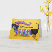 Happy Halloweenie - Funny Halloween Dackel Card Karte (Gelbe Blume)