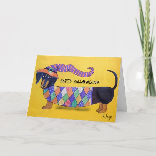 Happy Halloweenie - Funny Halloween Dackel Card Karte (Vorderseite)