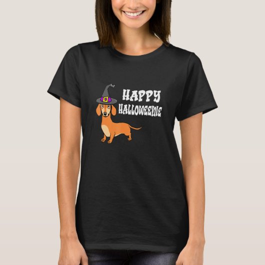 Happy Halloweenie Happy Halloween Dackel T-Shirt (Vorderseite)