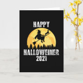 Happy Halloweiner 2021 - Dackel Hexe Karte (Gelbe Blume)
