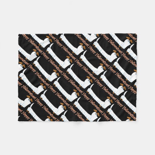 Happy Halloweiner Dackel Fleecedecke (Vorderseite (Horizontal))