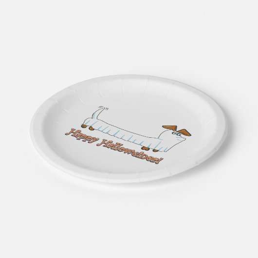 Happy Halloweiner Dackel Pappteller (Schrägansicht)