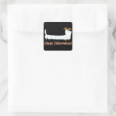 Happy Halloweiner Dackel Quadratischer Aufkleber (Tasche)