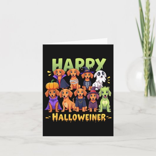 Happy Halloweiner Dog Eigentümer Funny Halloween H Karte (Vorderseite)