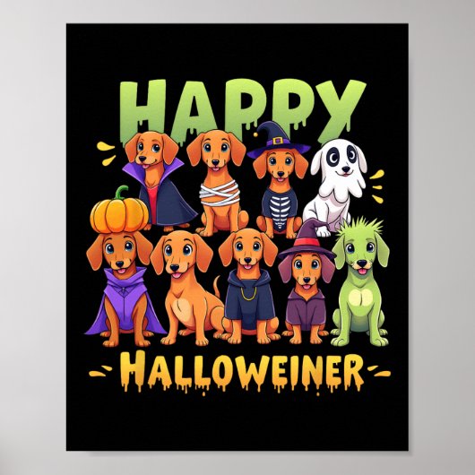 Happy Halloweiner Dog Eigentümer Funny Halloween H Poster (Vorne)