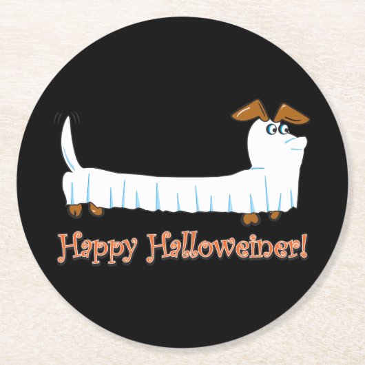 Happy-Halloweiner Runder Pappuntersetzer (Vorderseite)
