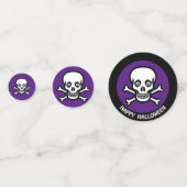 Happy Hallowen Skull auf Black & Royal Lila Konfetti (Vorderseiten)