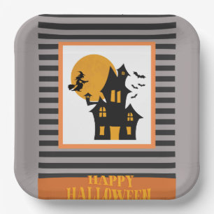 HAPPY HALLOWEWEWEWEE SCHWARZE UND ORANGE DESIGN ST PAPPTELLER