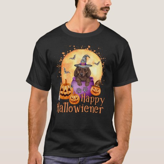 Happy Hallowiener Dackel Puppy Halloween T-Shirt (Vorderseite)