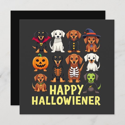 Happy Hallowiener Spooky Halloween Hund Weiner Einladung (Vorne/Hinten)