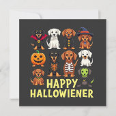 Happy Hallowiener Spooky Halloween Hund Weiner Einladung (Vorderseite)